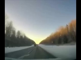 a block of ice that flew off a truck almost killed a family on a highway near kostroma